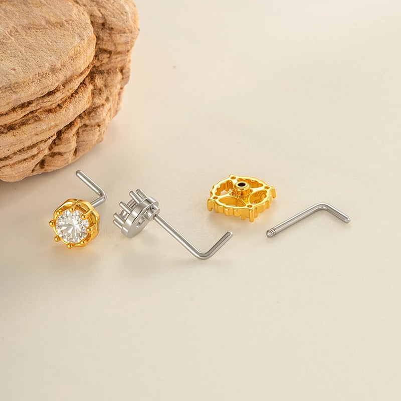 1 Piece Copper Gold Color Zircon Nose Stud h5Picture3