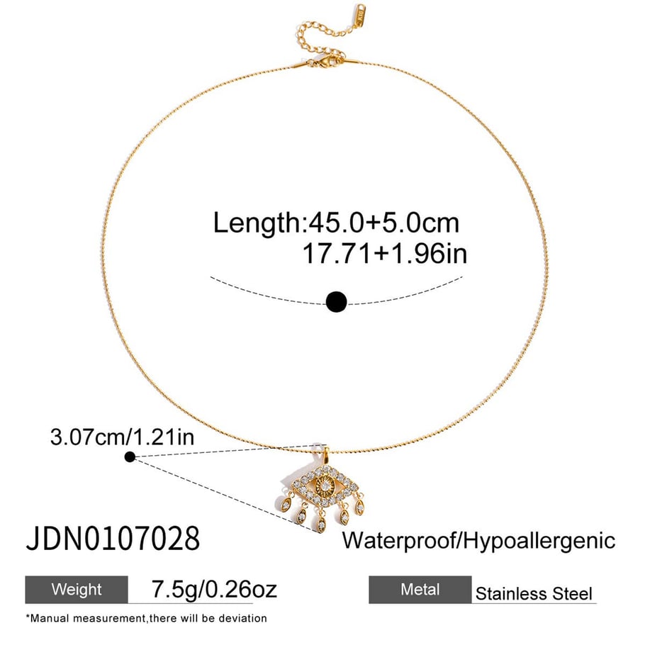 1 Stück opulente Teufelsauge-Halsketten aus Edelstahl mit goldfarbenem Zirkonia für Damen Bild2