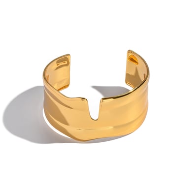 Bracelet manchette en acier inoxydable couleur unie, 1 pièce, couleur or h5 Image5