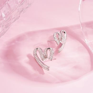 1 Pair Festive Series Sweet Heart Copper Stud Earrings h5 Picture4