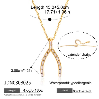 1 Piece Classic Irregular Shape Stainless Steel Gold Color Zircon Women's Pendant Necklaces h5 Picture2