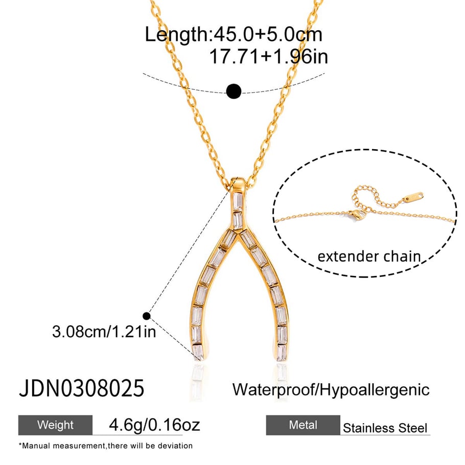 1 Piece Classic Irregular Shape Stainless Steel Gold Color Zircon Women's Pendant Necklaces Picture2