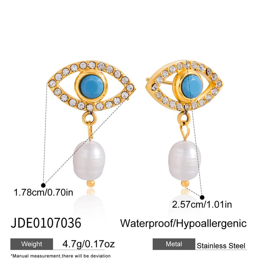1 Pair Radiant Devil's Eye Stainless Steel Gold Color Acrylic Women's Drop Earrings Picture2