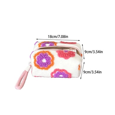 1 Parça Romantik Seri Sevimli Çiçek Peluş Kadın Makyaj Çantası h5 Resim2