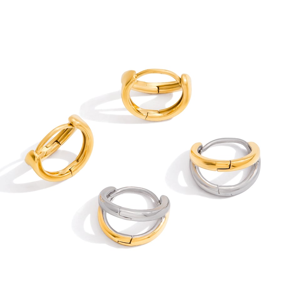 1 Pair Minimalist Gold&Silver Colors Stainless Steel Women's Hoop Earrings Picture6