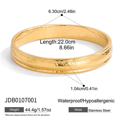 Simple Hammer Pattern Stainless Steel Gold Color Women's Jewelry Sets h5 Picture2
