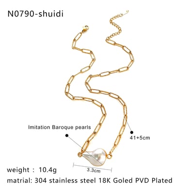 1 Piece Pearl Gold Color Pendant Necklace h5 Picture2