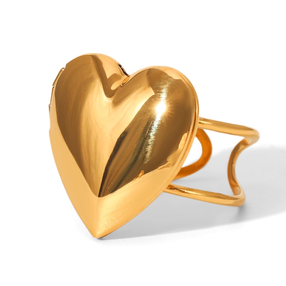 1 Stück Simple Series Daily Heart Statement-Ringe aus Edelstahl in Goldfarbe 
