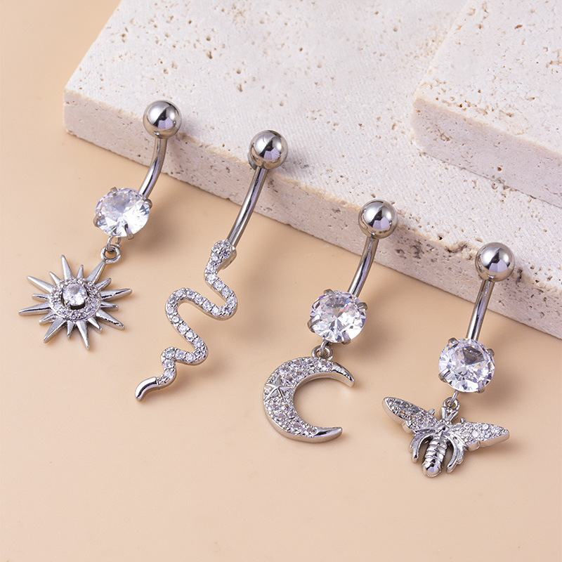 1 Adet Güneş ve Ay Bakır Zirkonyum Göbek Piercing Resim4