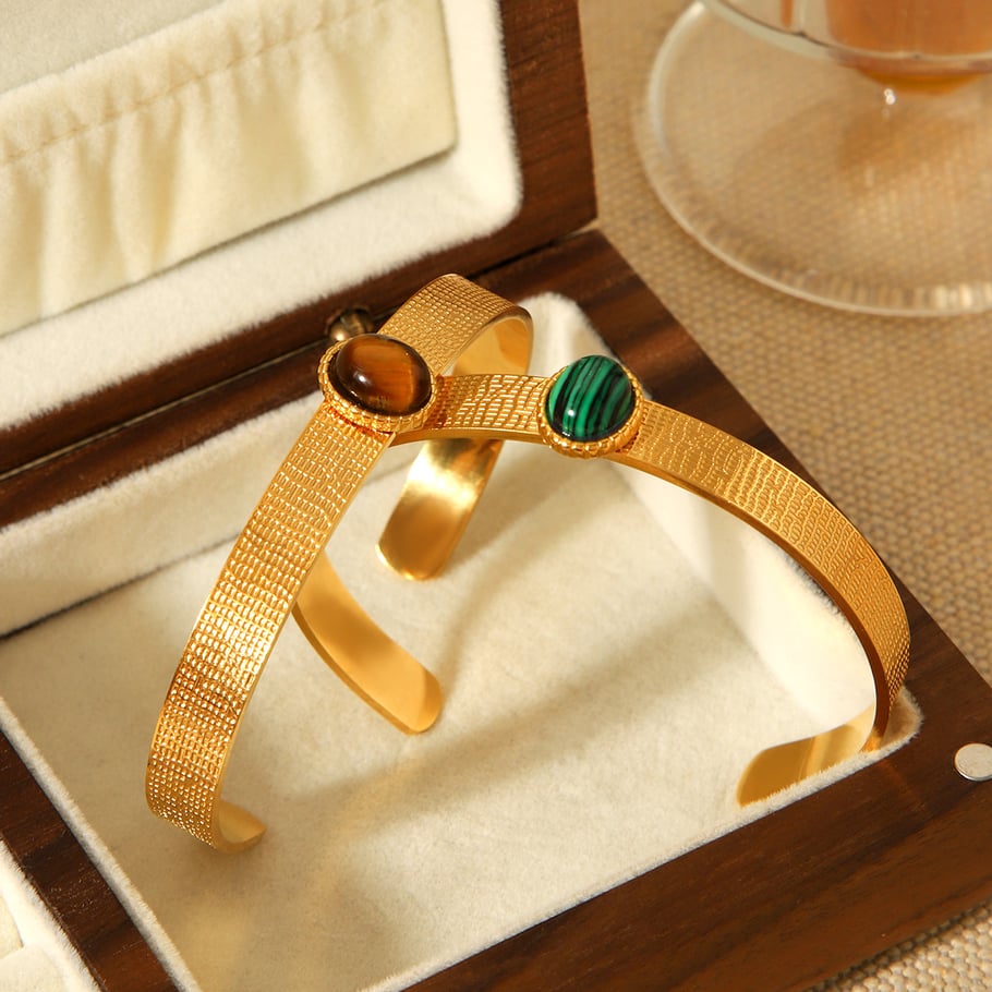 1 Piece Luxurious Irregular Shape Stainless Steel Gold Color Women's Bangles h5Picture4