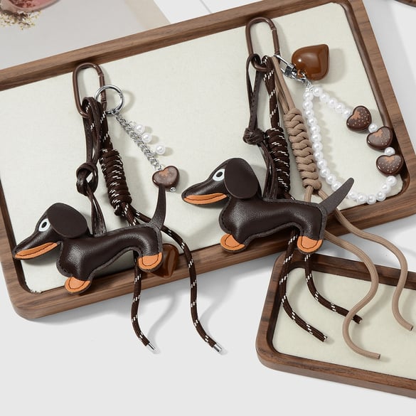 1 Stück süßer Hundetaschenanhänger aus Leder 2