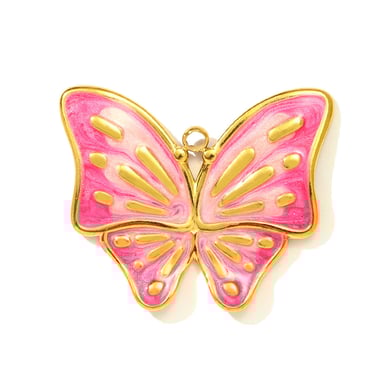 Pendentif papillon radieux en acier inoxydable couleur or pour femme, 1 pièce h5 