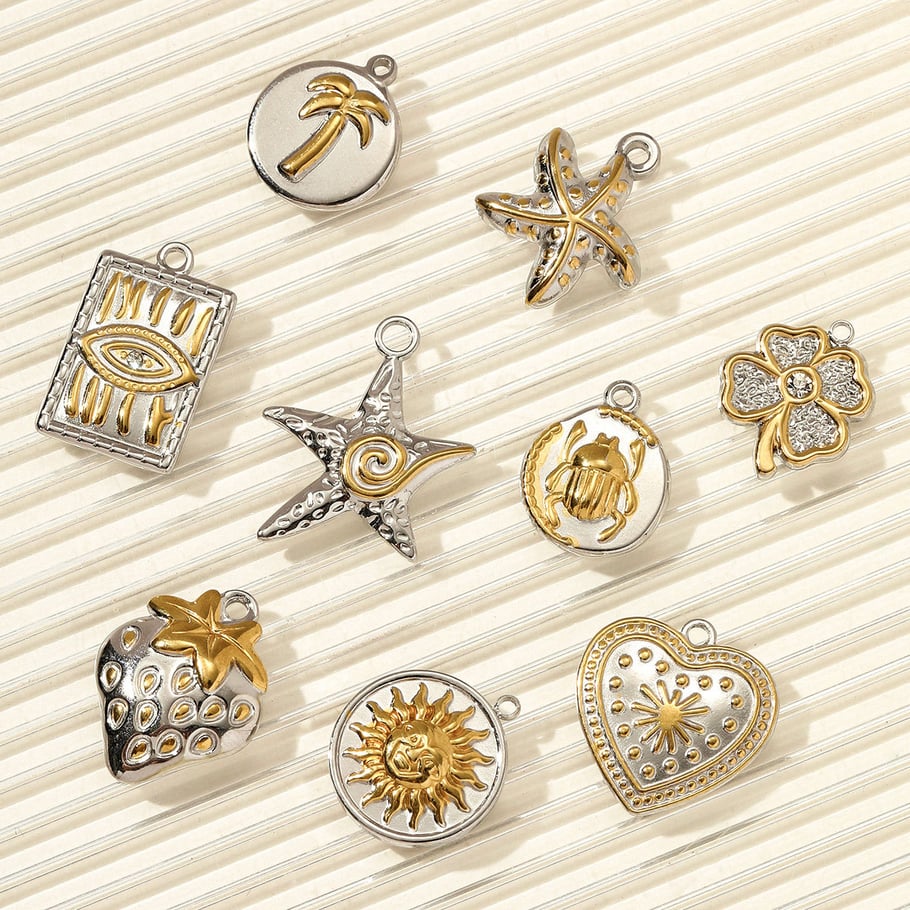 1 Piece Simple Mixed Gold Color And Silver Colors Stainless Steel Women's Pendants Picture4