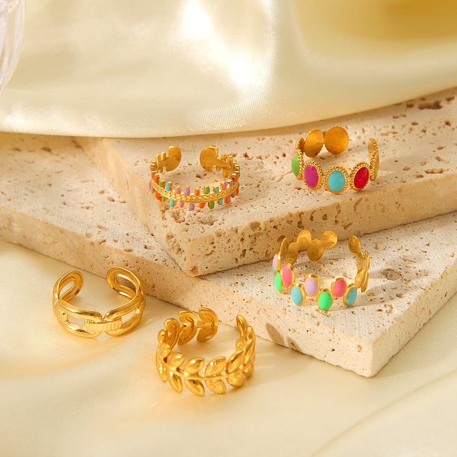 1 Piece Daily Irregular Shape Stainless Steel  Gold Color Women‘s Statement Rings Picture4