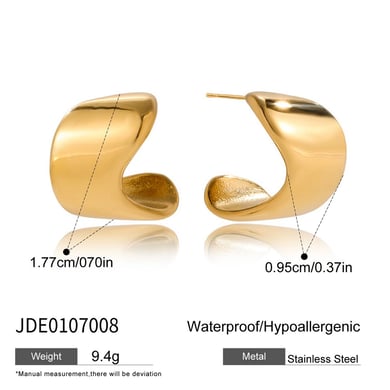 1 paio di orecchini a bottone da donna in acciaio inossidabile color oro dalla forma irregolare moderna h5 Immagine2