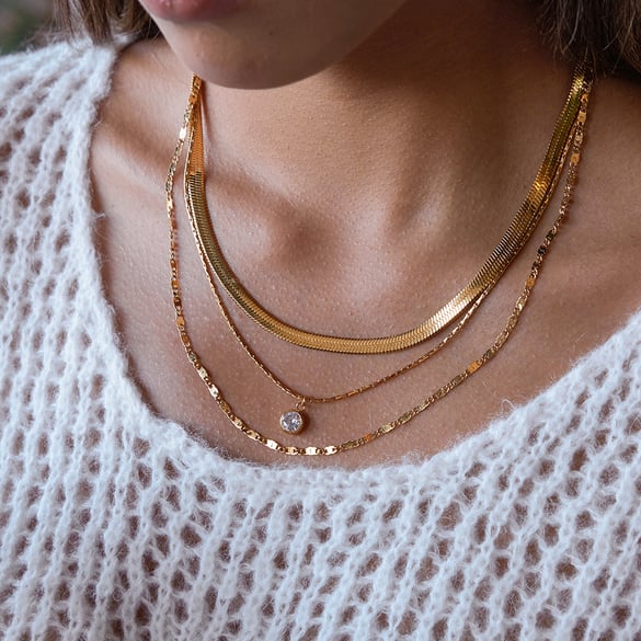 1 Piece Delicate Circle Stainless Steel Gold Color Zircon Women's Layered Necklaces 2