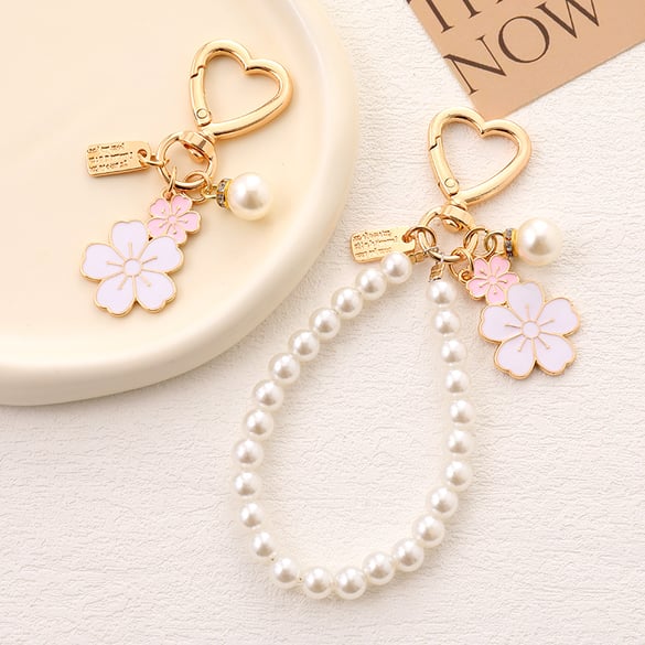 1 cadena para teléfono con cuentas y flores dulces 2