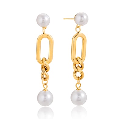 1 paio di orecchini pendenti da donna in acciaio inossidabile color oro con cerchio glamour h5 