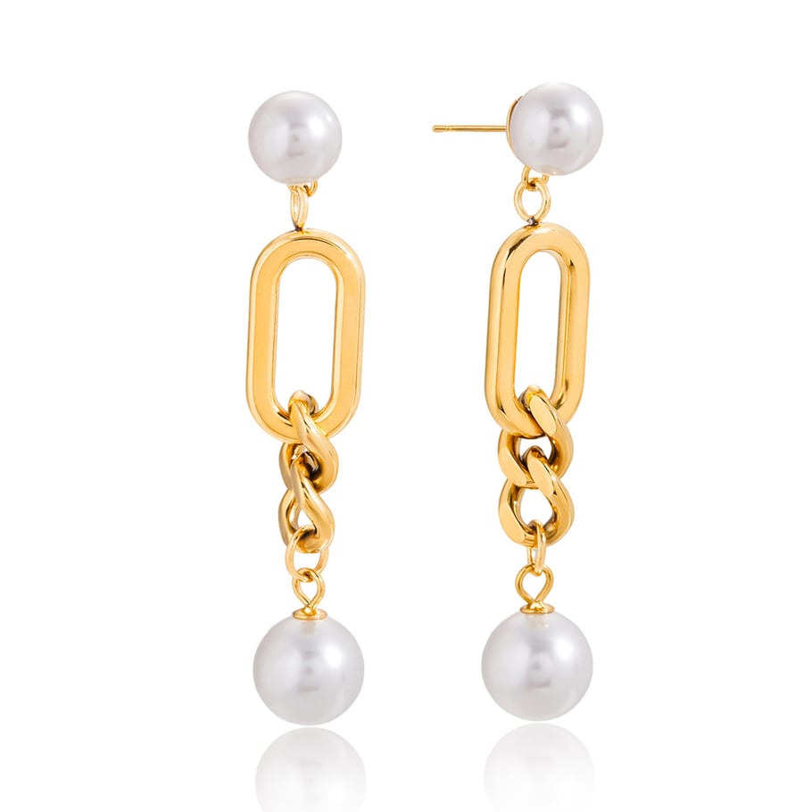 1 paio di orecchini pendenti da donna in acciaio inossidabile color oro con cerchio glamour 
