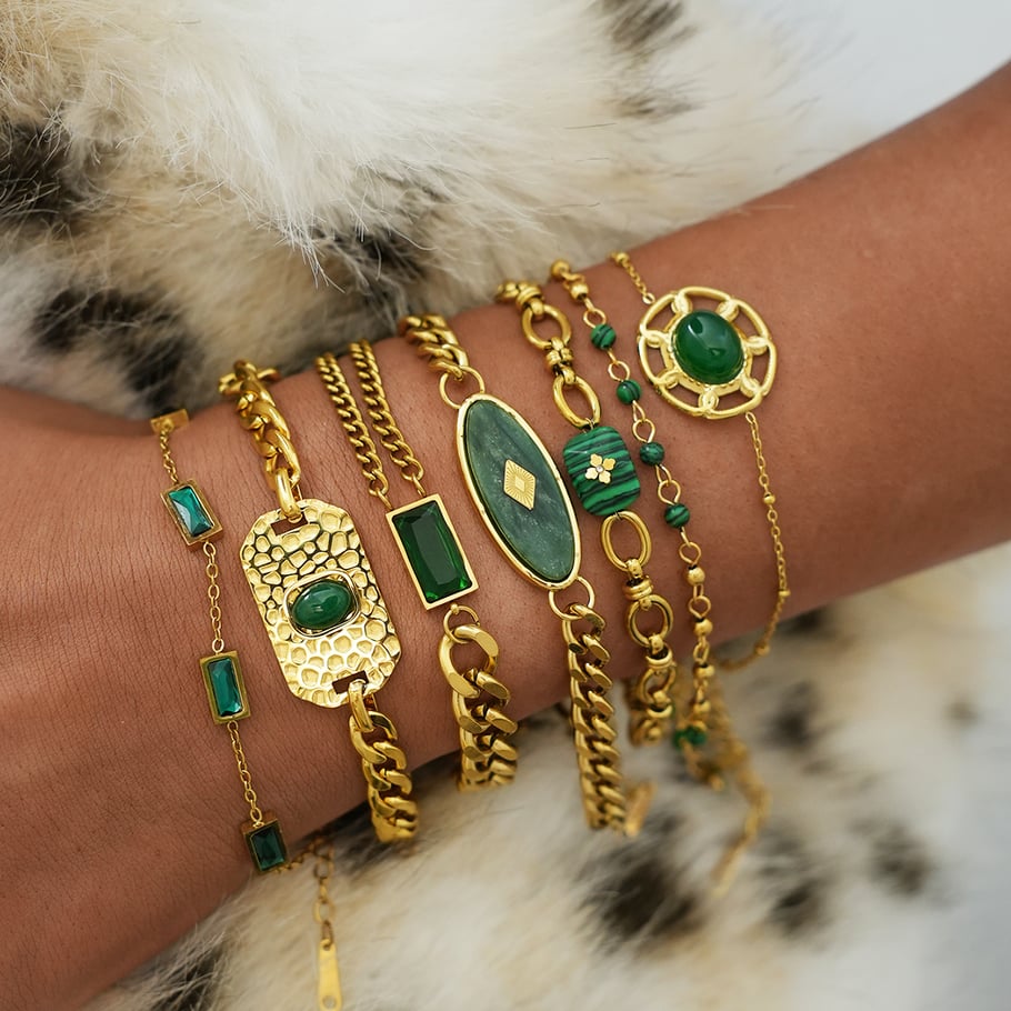 1 Stück Retro Unregelmäßige Form Edelstahl Gold Farbe Damen Kette Armbänder Bild5