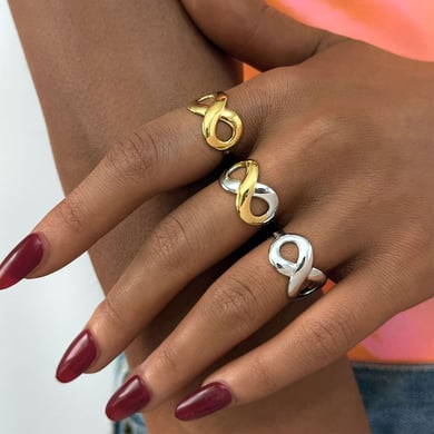 1 Stück lässige Statement-Ringe aus Edelstahl mit unregelmäßiger Form für Damen h5 Bild5