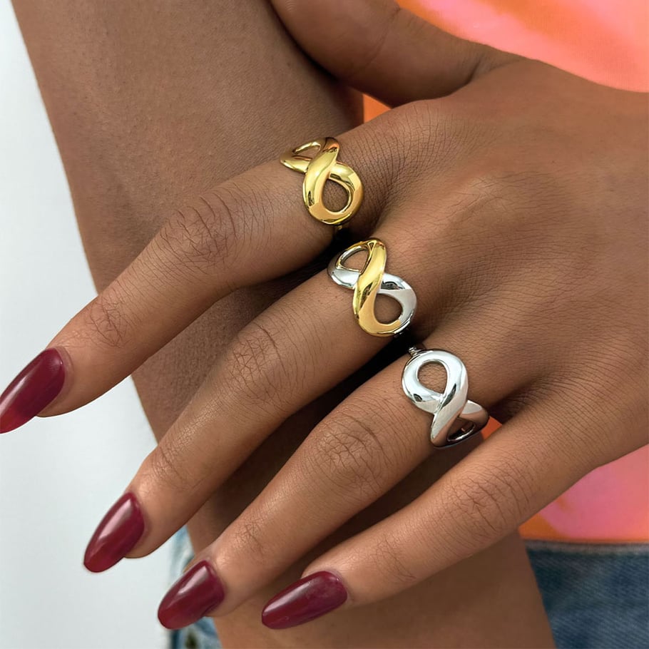 1 Stück lässige Statement-Ringe aus Edelstahl mit unregelmäßiger Form für Damen h5Bild5