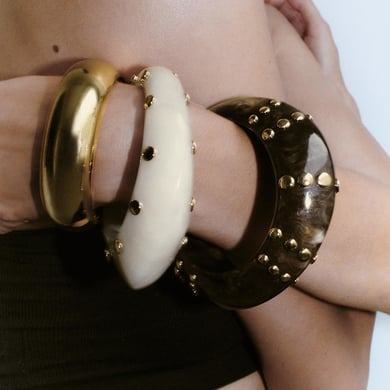 1 Piece Luxurious Retro Irregular Shape Resin Bangle h5 Picture4