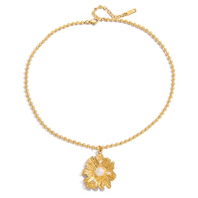 1 Stück süße Blume Edelstahl Gold Farbe Damen Anhänger Halsketten h5 