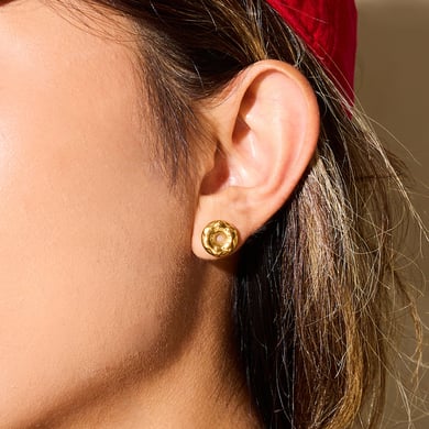 1 Paar süße Donut-Ohrstecker aus Edelstahl in Goldfarbe für Damen h5 Bild3