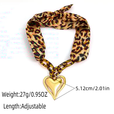 1 Stück Retro Herz Leopardenmuster Edelstahl Gold Farbe Damen Kettenarmbänder h5 Bild2
