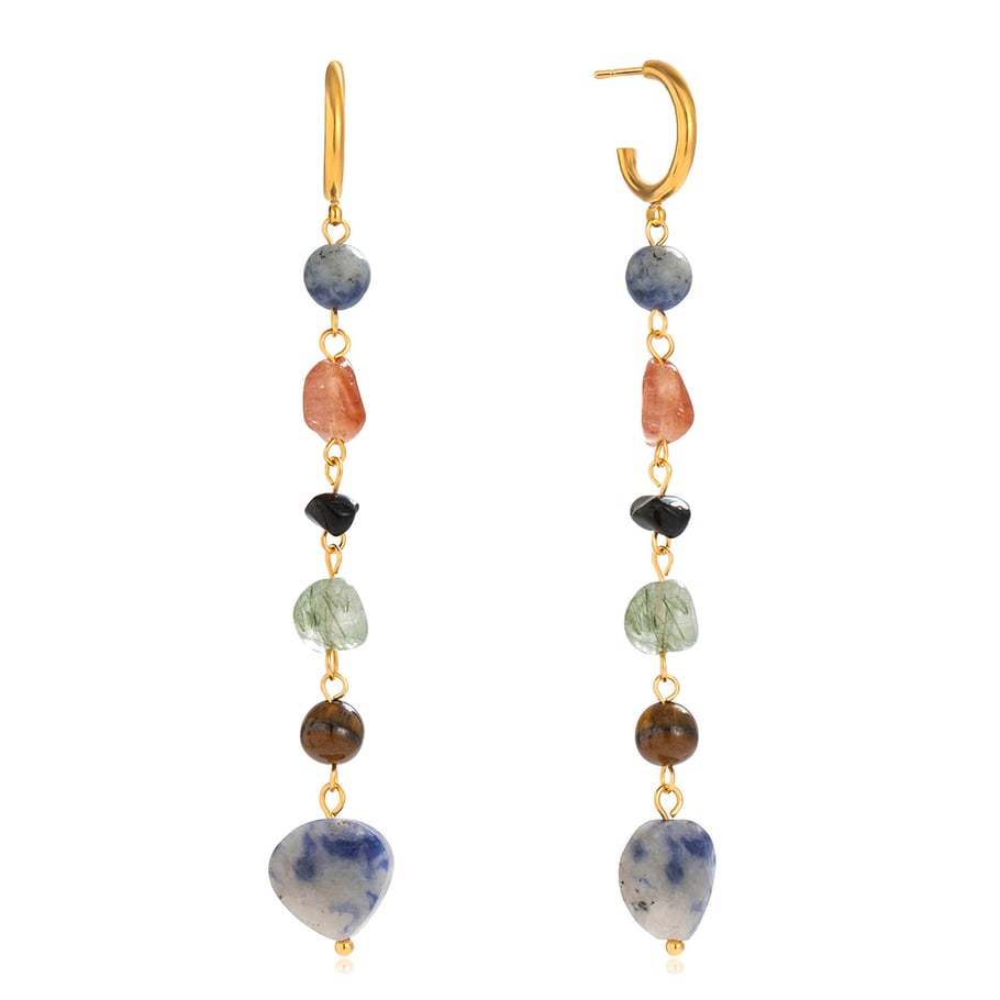 Pendientes colgantes de acero inoxidable con piedra natural de forma irregular para mujer, 1 pieza