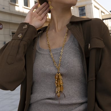 1 Piece Tassel Acrylic Stainless Steel Long Necklace h5 Picture4