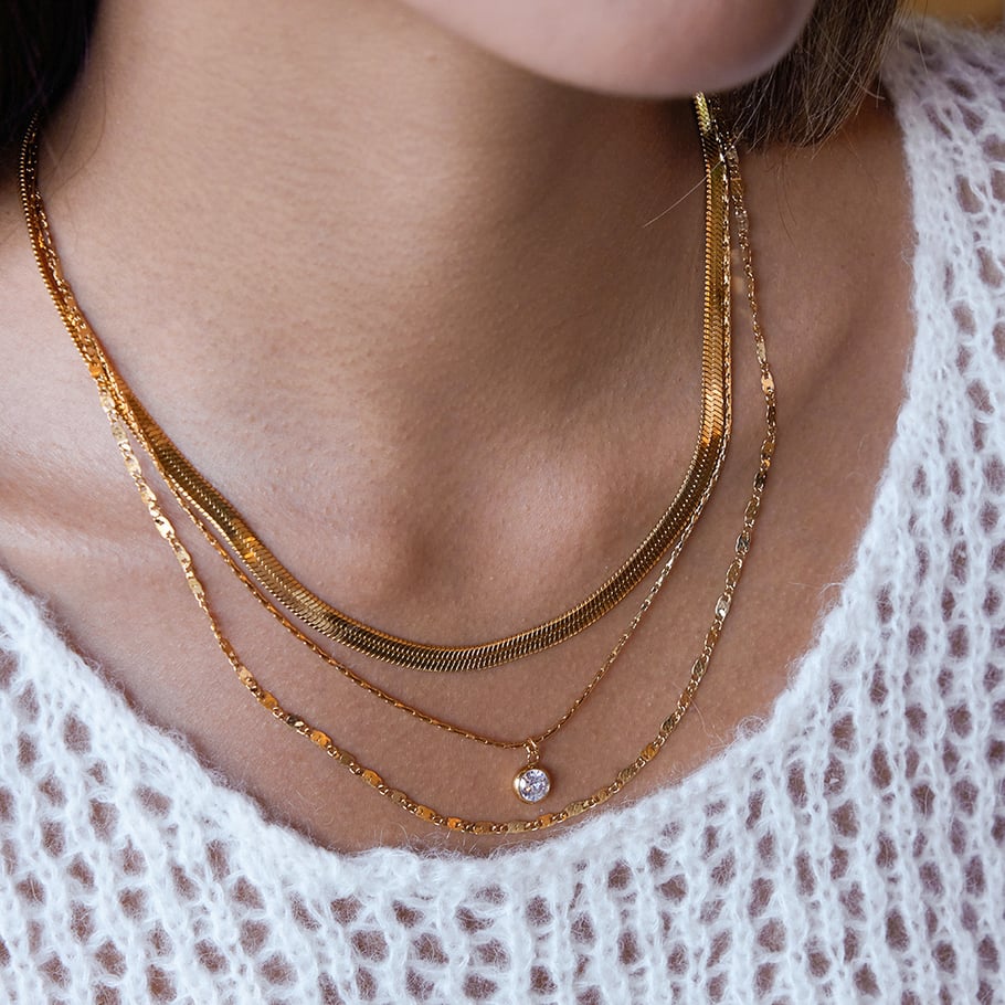 1 Piece Delicate Circle Stainless Steel Gold Color Zircon Women's Layered Necklaces Picture4