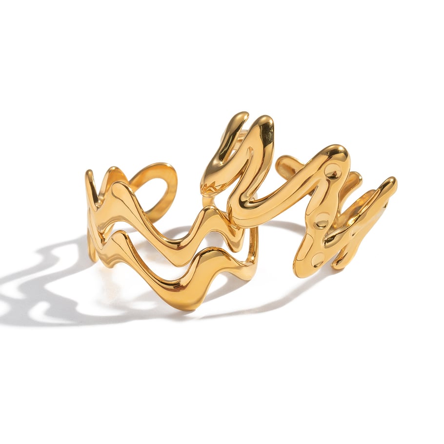 1 stuk onregelmatige vorm roestvrij staal goudkleurige minimalistische ring h5Afbeelding5