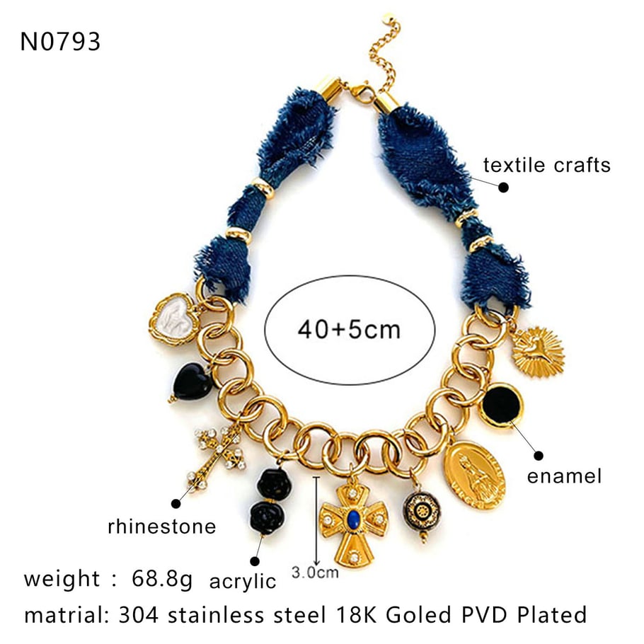 1 Piece Cross Gold Color Acrylic Pendant Necklace Picture2