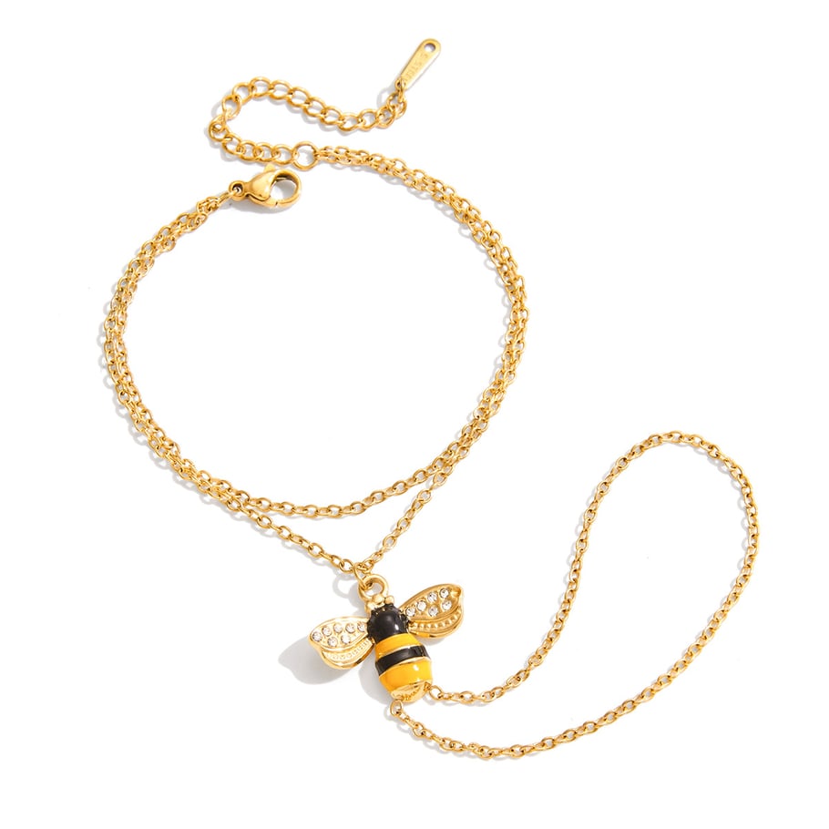Romantic Natural Bee Stainless Steel Gold Color Women's Jewelry Sets 