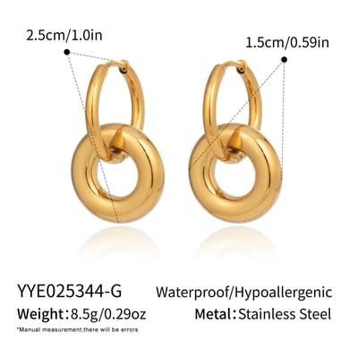 1 paio di orecchini a cerchio in acciaio inossidabile color oro h5 
