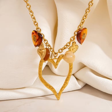 1 Piece  Sweet Irregular Shape Heart Stainless Steel  Women's Pendant Necklaces h5 Picture3
