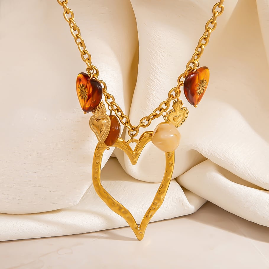 1 Piece  Sweet Irregular Shape Heart Stainless Steel  Women's Pendant Necklaces Picture3