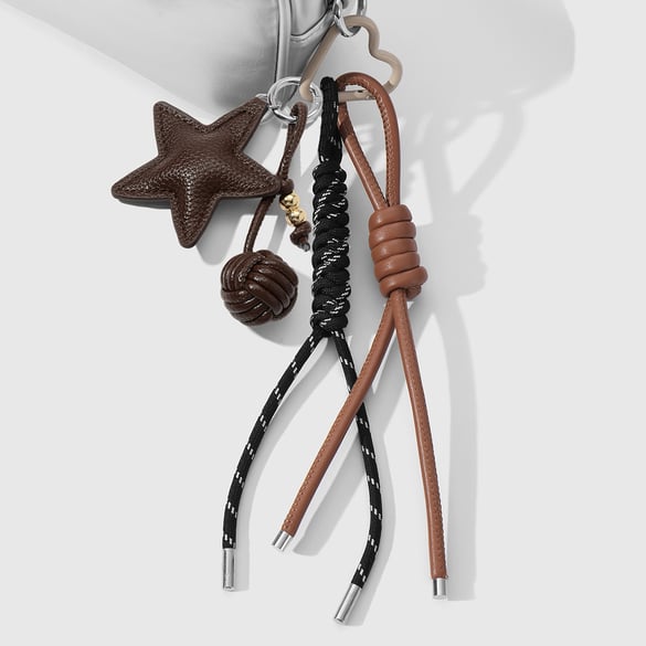 1 Piece Leather Star Woven Ball Bag Charm