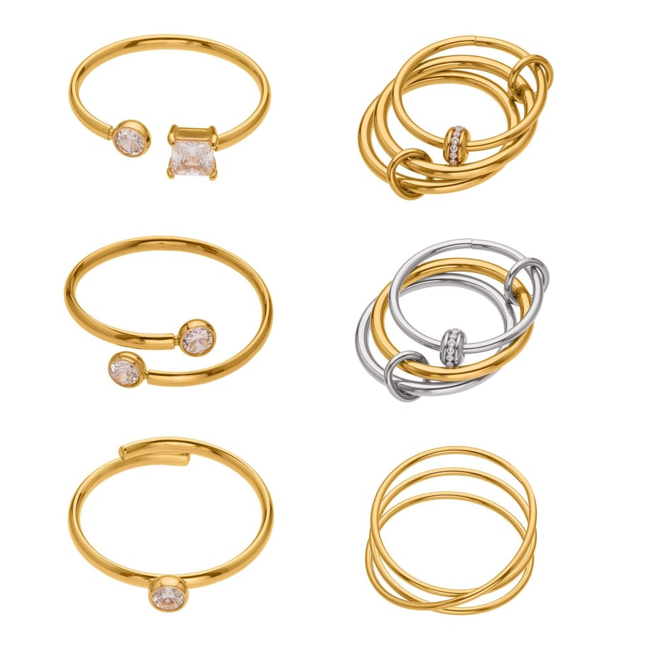 1 Piece Minimalist Circle Stainless Steel Gold Color Zircon Minimalist Rings Picture6