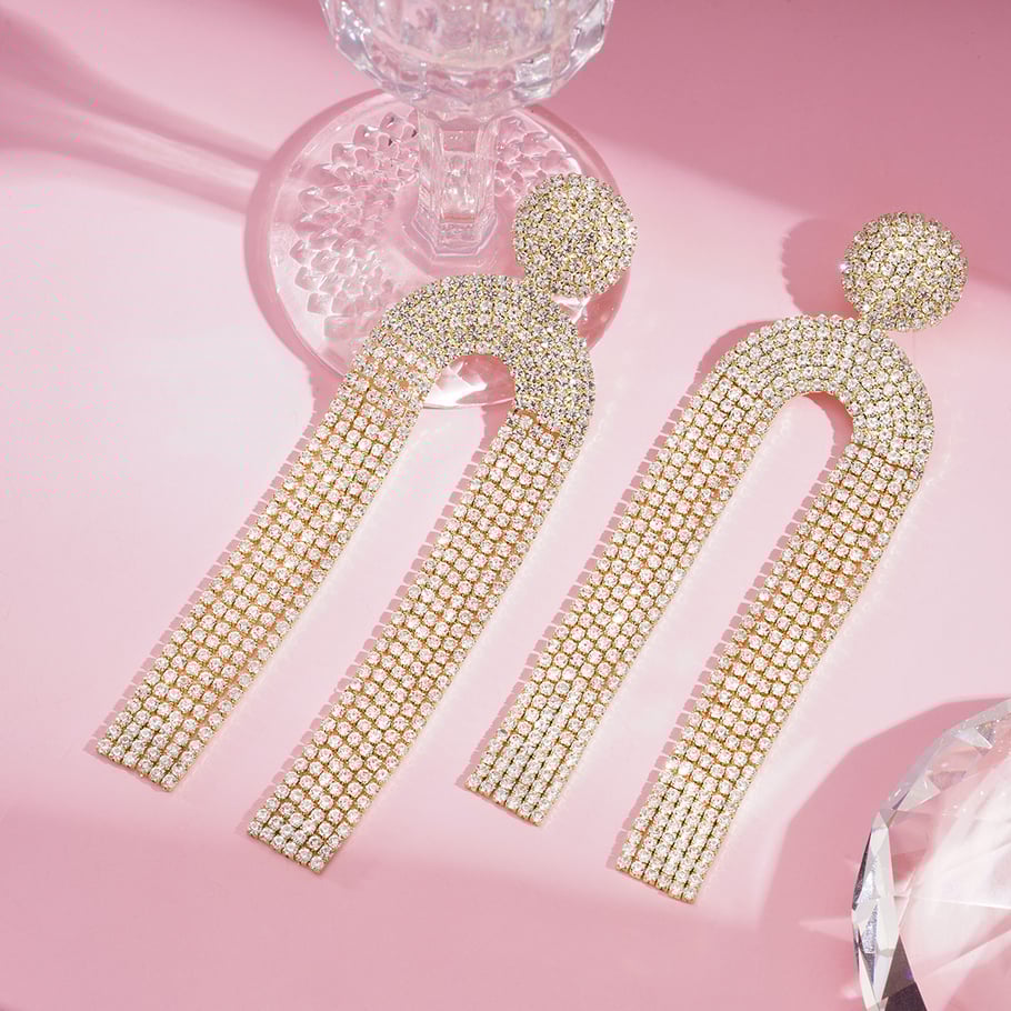1 Pair Festive Series Irregular Shape Tassel Copper Drop Earrings h5Picture4