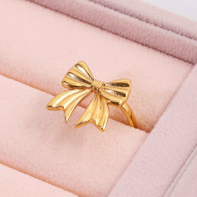 1 Piece Exquisite Bow Knot Stainless Steel Gold Color Statement Rings h5 Picture6