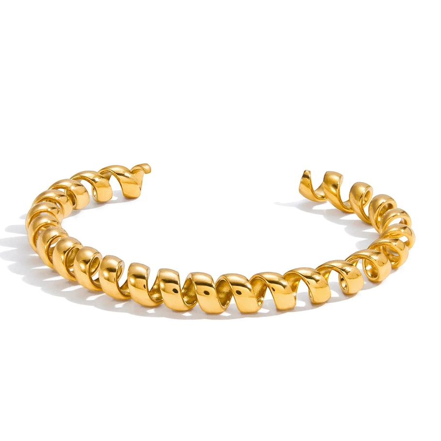 Braccialetti a polsino da donna in acciaio inossidabile color oro, 1 pezzo 