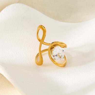 1 pezzo romantico elegante cerchio rettangolo in acciaio inossidabile zircone anelli da donna dichiarazione h5 Immagine5