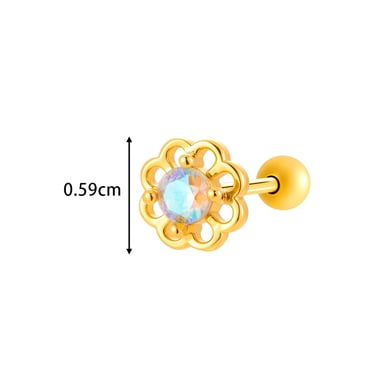 1 stuk bloem koper goud kleur zirkoon piercing oorbel h5 Afbeelding2