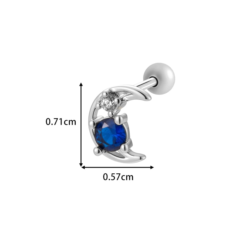 1 stuk maan koper goud kleur zirkoon piercing oorbel Afbeelding2