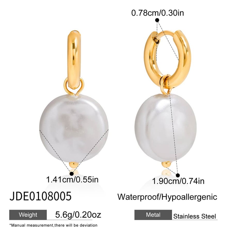 1 Pair Gorgeous Beads Stainless Steel Gold Color Women's Drop Earrings Picture2