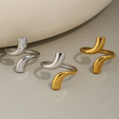 1 Stück einfache Statement-Ringe aus Edelstahl mit unregelmäßiger Form für Damen h5 Bild3