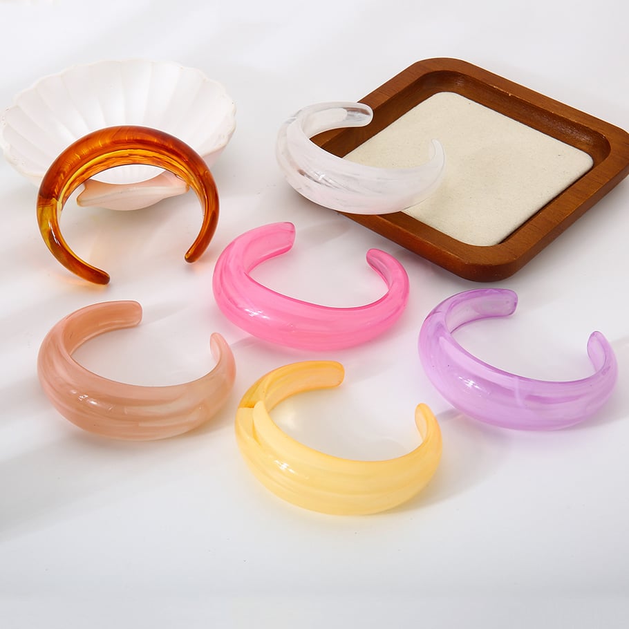 1 Piece Simple Series Sweet Gradient Color Resin Women's Cuff Bracelets Picture2